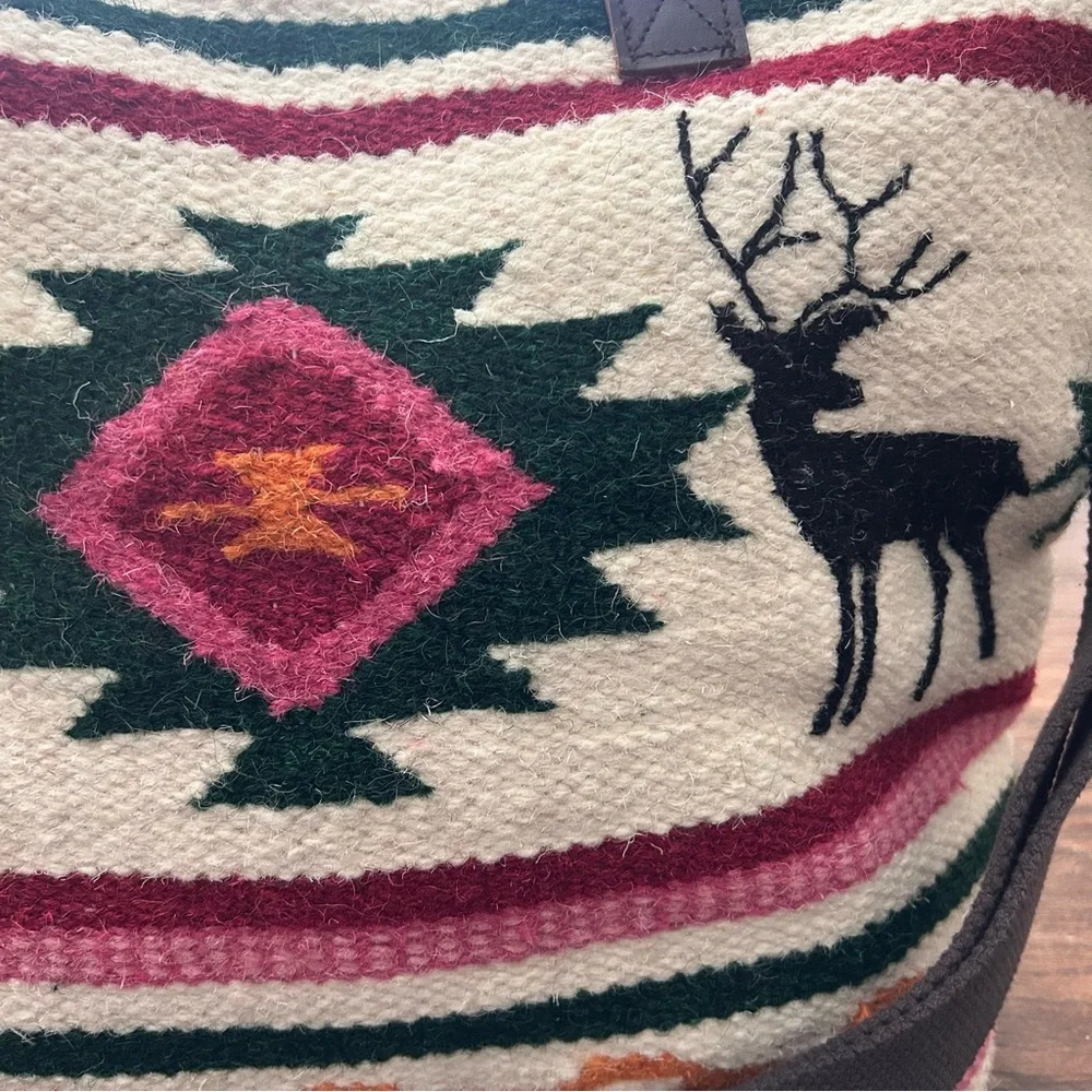 Rare Scully Wool Tote‎ Handbag Multicolor Deer XL Aztec Southwest Weekender